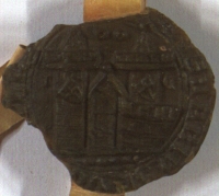 Siegel der Gerichtsschöffen von Alken, 1369. Quelle: Virtuelles deutsches Urkundennetzwerk